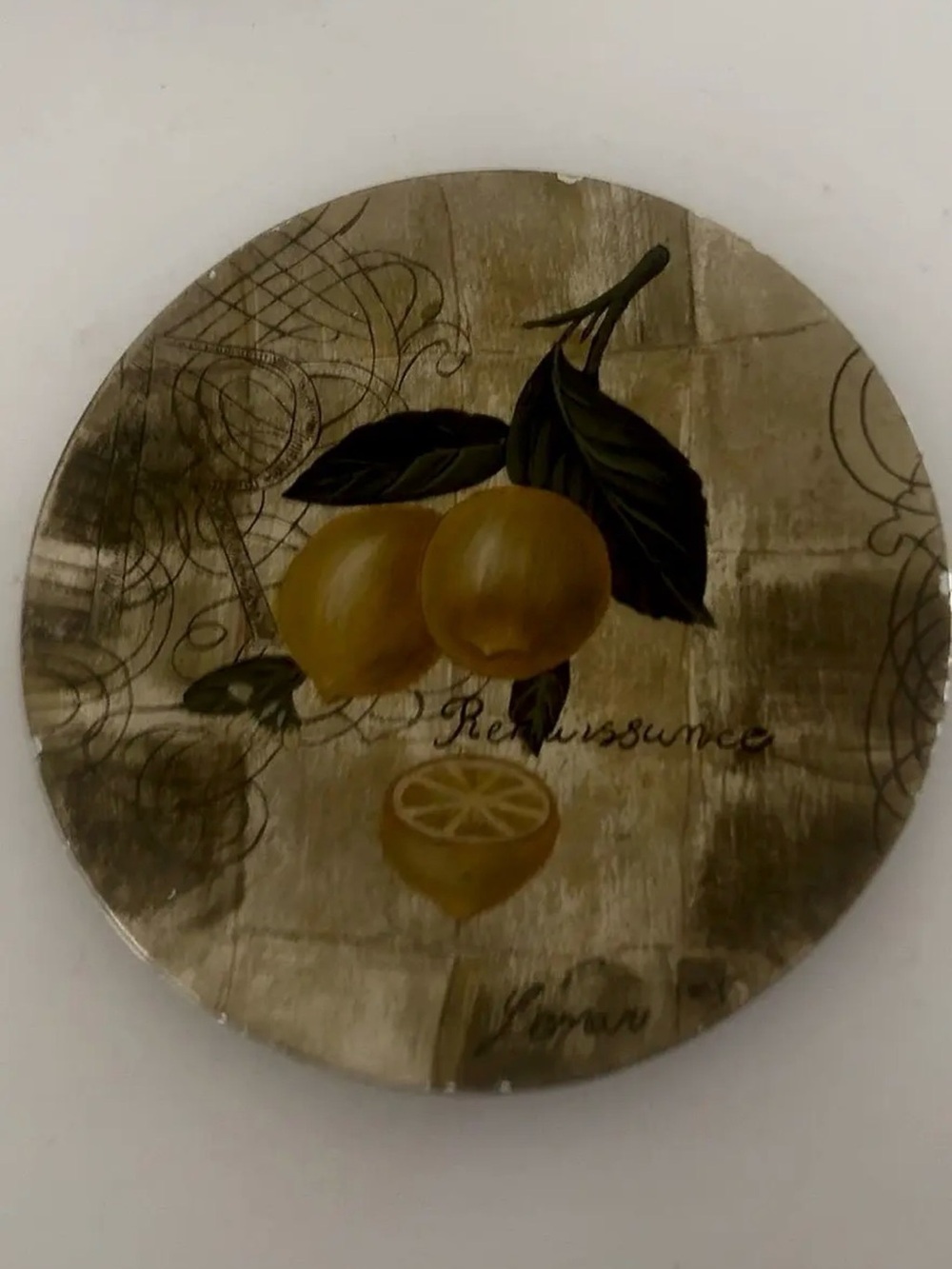 Lemon Botanical Round Wall Art - Yellow Accent